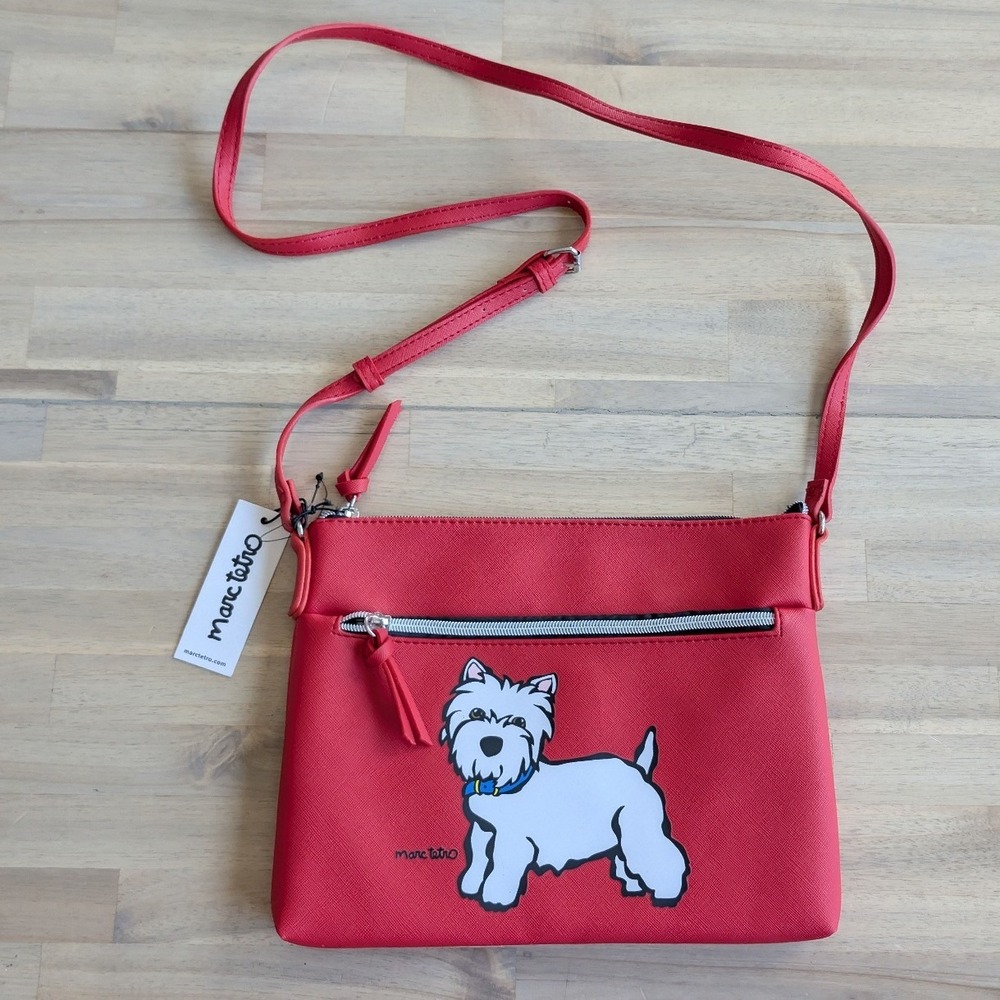 MARC TETRO Westie Dog Red Crossbody Adjustable‎ Strap NEW